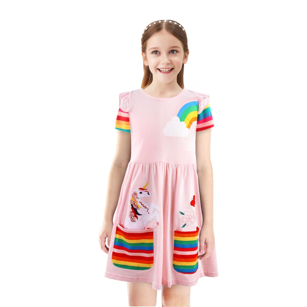 women's rainbow sleeveless dress