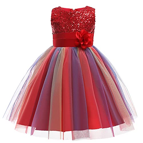 Flower rainbow princess girl dress