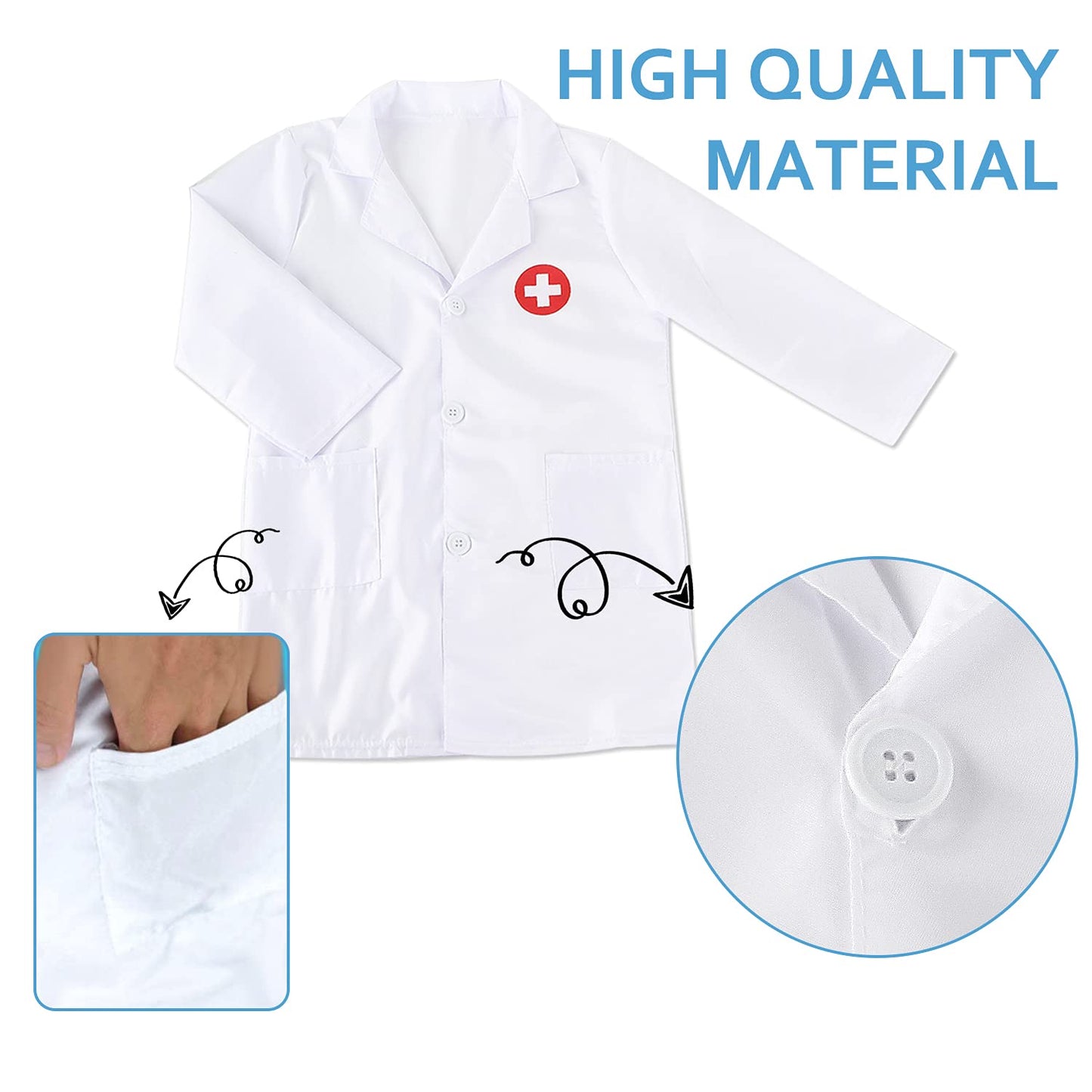 Kids Unisex Doctor Costume,Doctor Set Dress Up Kids Role Play Pretend Toys For Halloween Cosplay Party(3-6 Years)