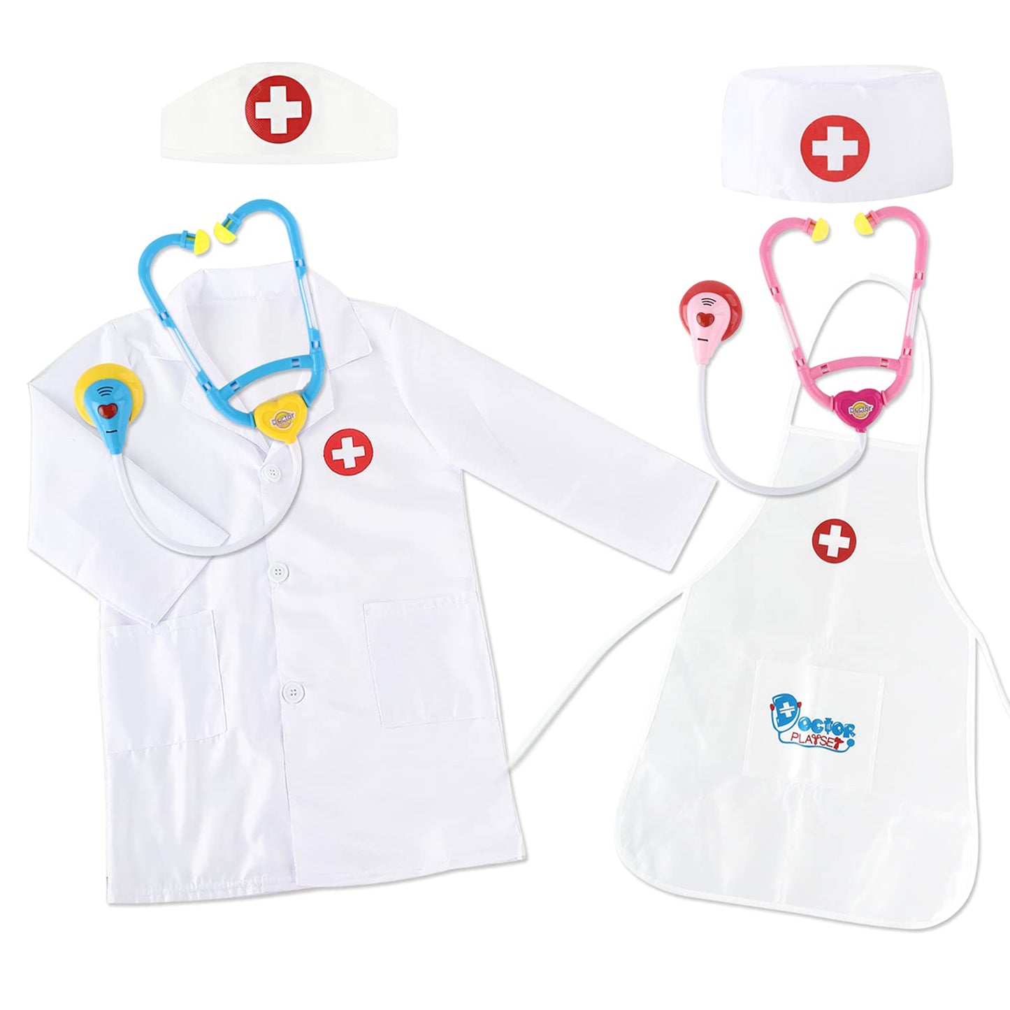Kids Unisex Doctor Costume,Doctor Set Dress Up Kids Role Play Pretend Toys For Halloween Cosplay Party(3-6 Years)