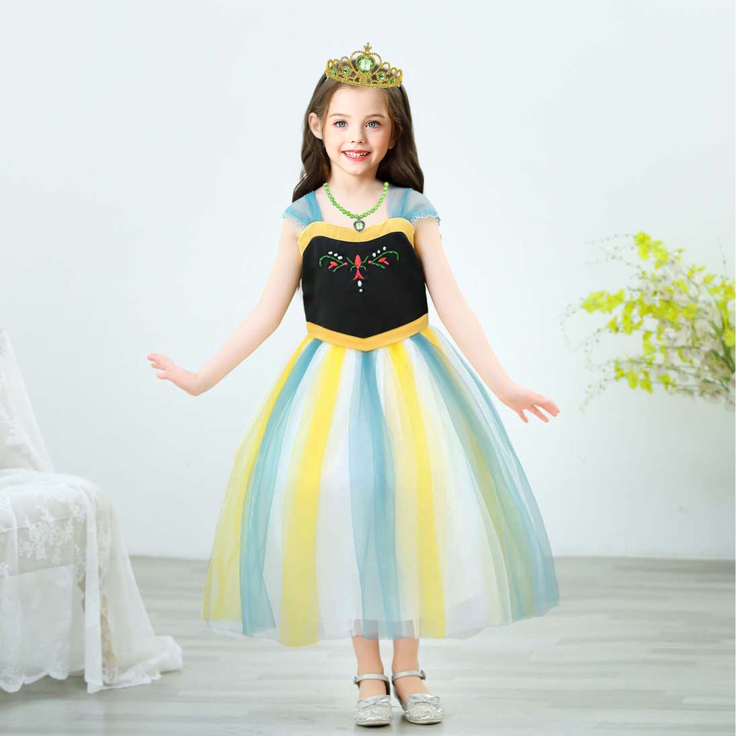 Girls Princess Dress Anna Cosplay Costume Elsa Princess Dress for Girls Kids Costume Halloween Party Dress