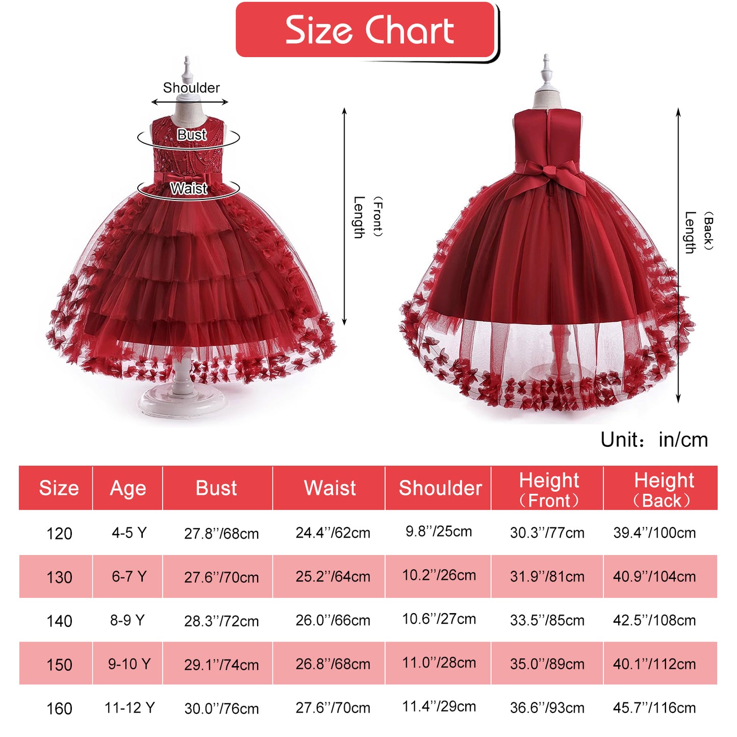 Girls Princess Dress Kids Flower Lace Tulle Dress Girls Evening Dress Floral Lace Bridesmaid Wedding Pageant Gown High-Low Party Dress Sleeveless Elegant Formal Cocktail Prom Dance Ball