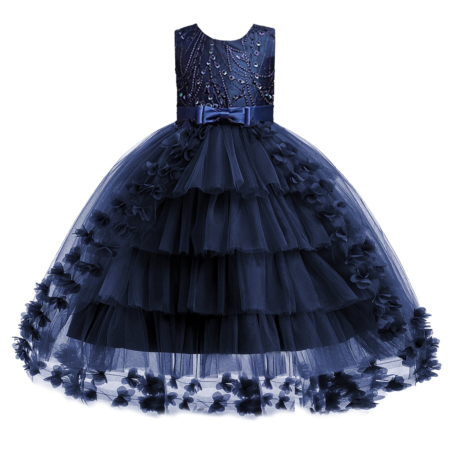 Girls Princess Dress Kids Flower Lace Tulle Dress Girls Evening Dress Floral Lace Bridesmaid Wedding Pageant Gown High-Low Party Dress Sleeveless Elegant Formal Cocktail Prom Dance Ball