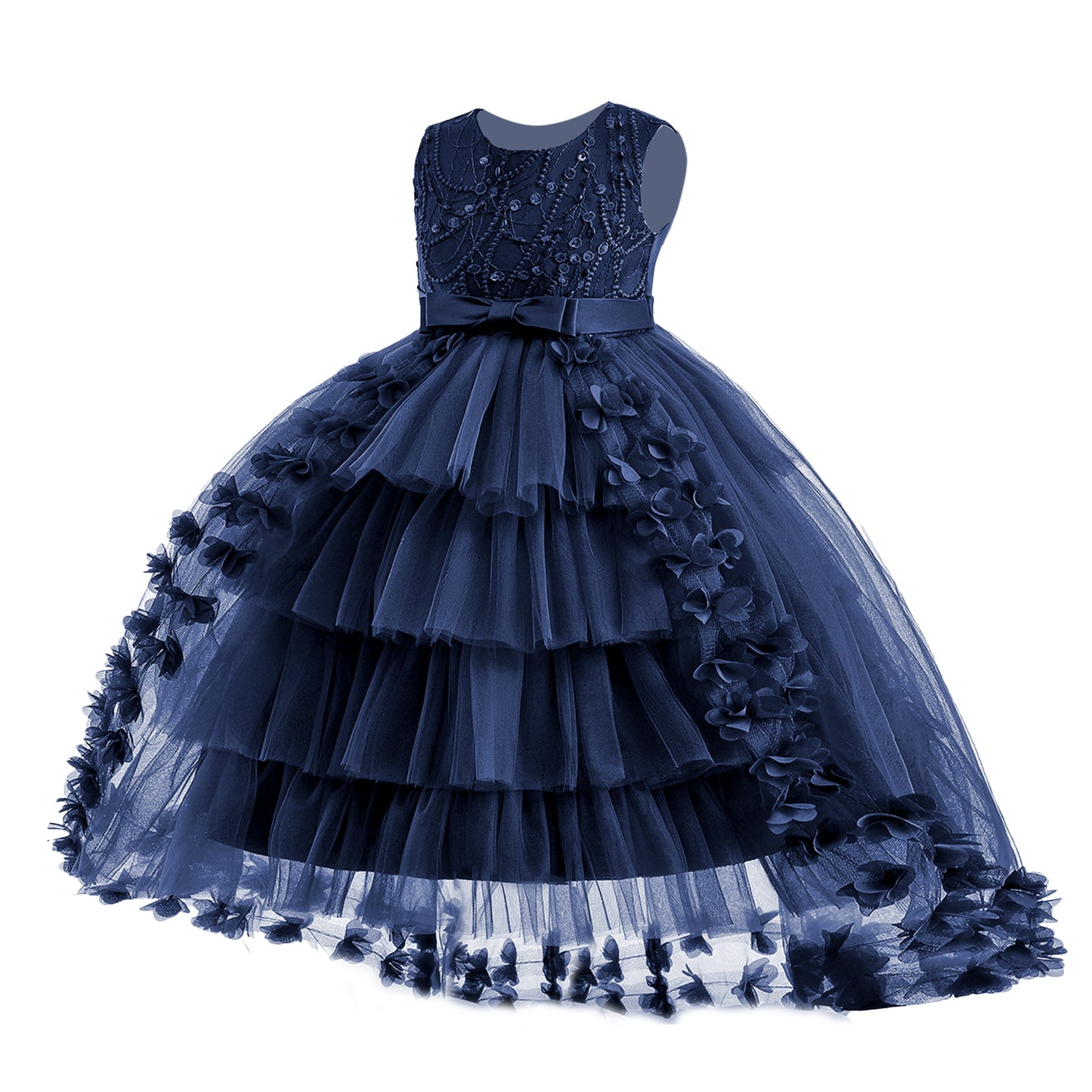 Girls Princess Dress Kids Flower Lace Tulle Dress Girls Evening Dress Floral Lace Bridesmaid Wedding Pageant Gown High-Low Party Dress Sleeveless Elegant Formal Cocktail Prom Dance Ball