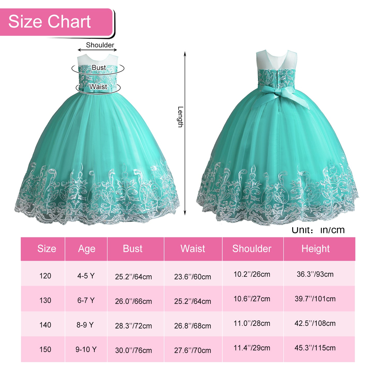 Girls Princess Dress Big Girls Prom Dress,Kids Floral Lace Embroidery Tulle Sequins Dress Sleeveless Floor Length Formal Dress,First Communion Pageant Dresses Wedding Party Dress