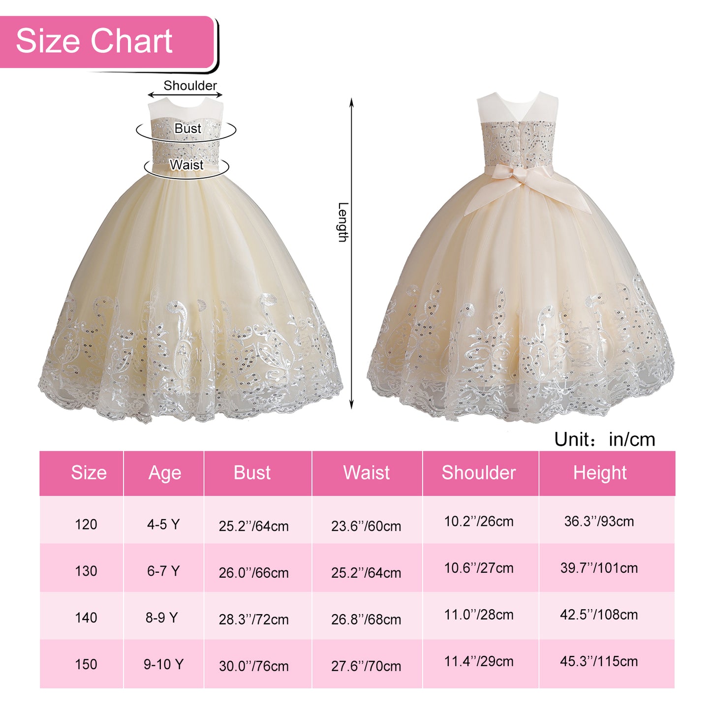 Girls Princess Dress Big Girls Prom Dress,Kids Floral Lace Embroidery Tulle Sequins Dress Sleeveless Floor Length Formal Dress,First Communion Pageant Dresses Wedding Party Dress