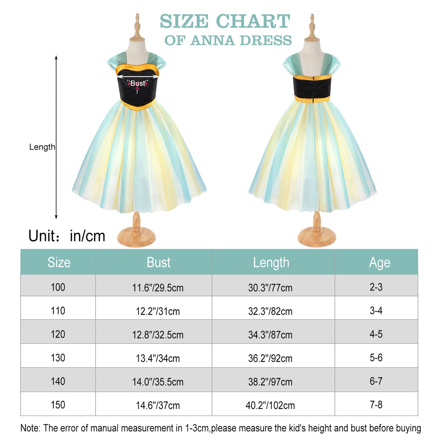 Girls Princess Dress Anna Cosplay Costume Elsa Princess Dress for Girls Kids Costume Halloween Party Dress