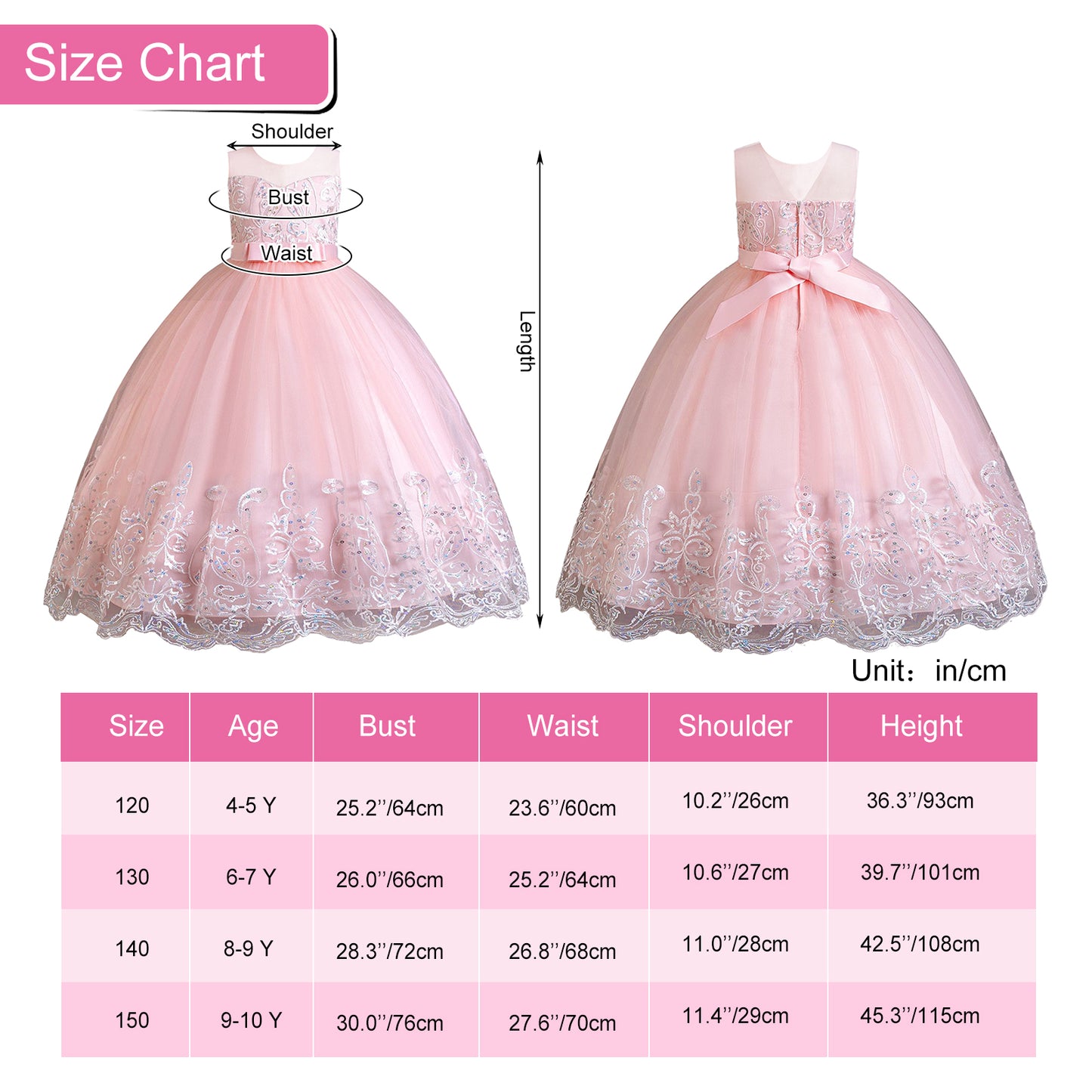 Girls Princess Dress Big Girls Prom Dress,Kids Floral Lace Embroidery Tulle Sequins Dress Sleeveless Floor Length Formal Dress,First Communion Pageant Dresses Wedding Party Dress