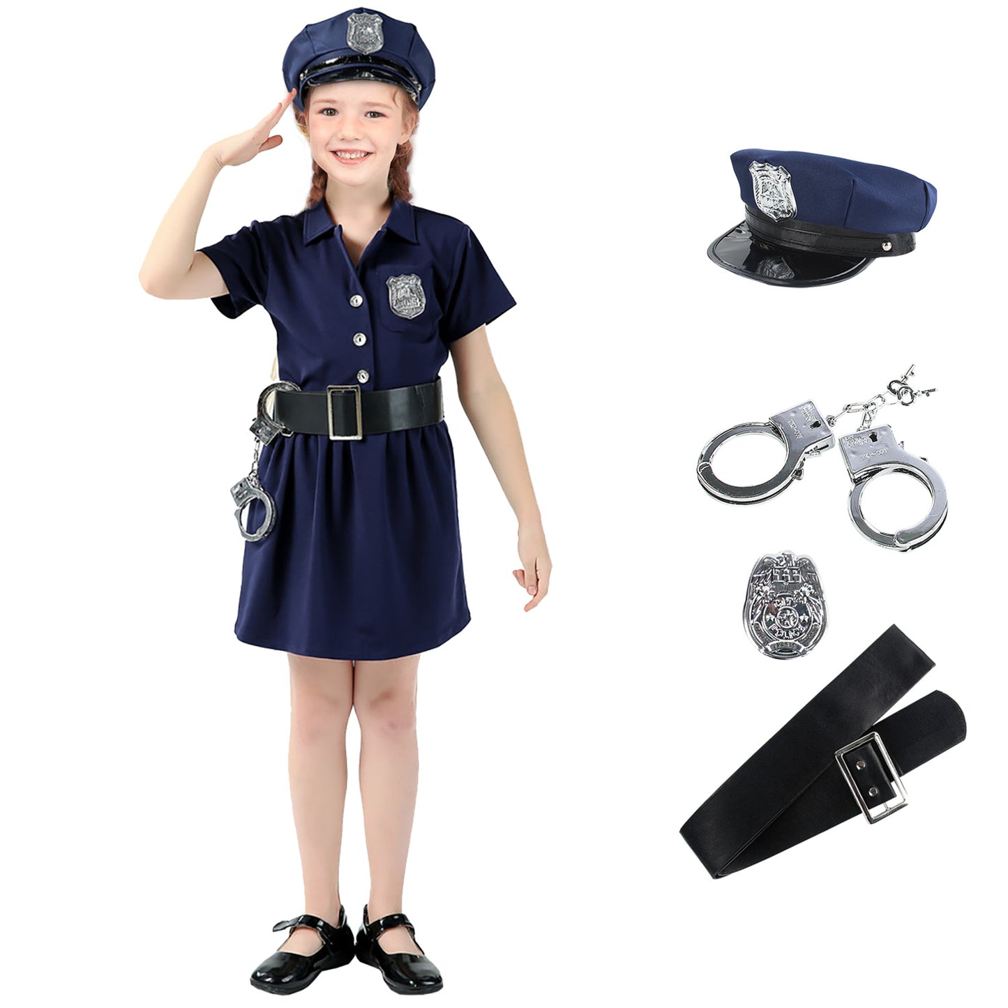 Kids Police Costume Dress Fancy Dress