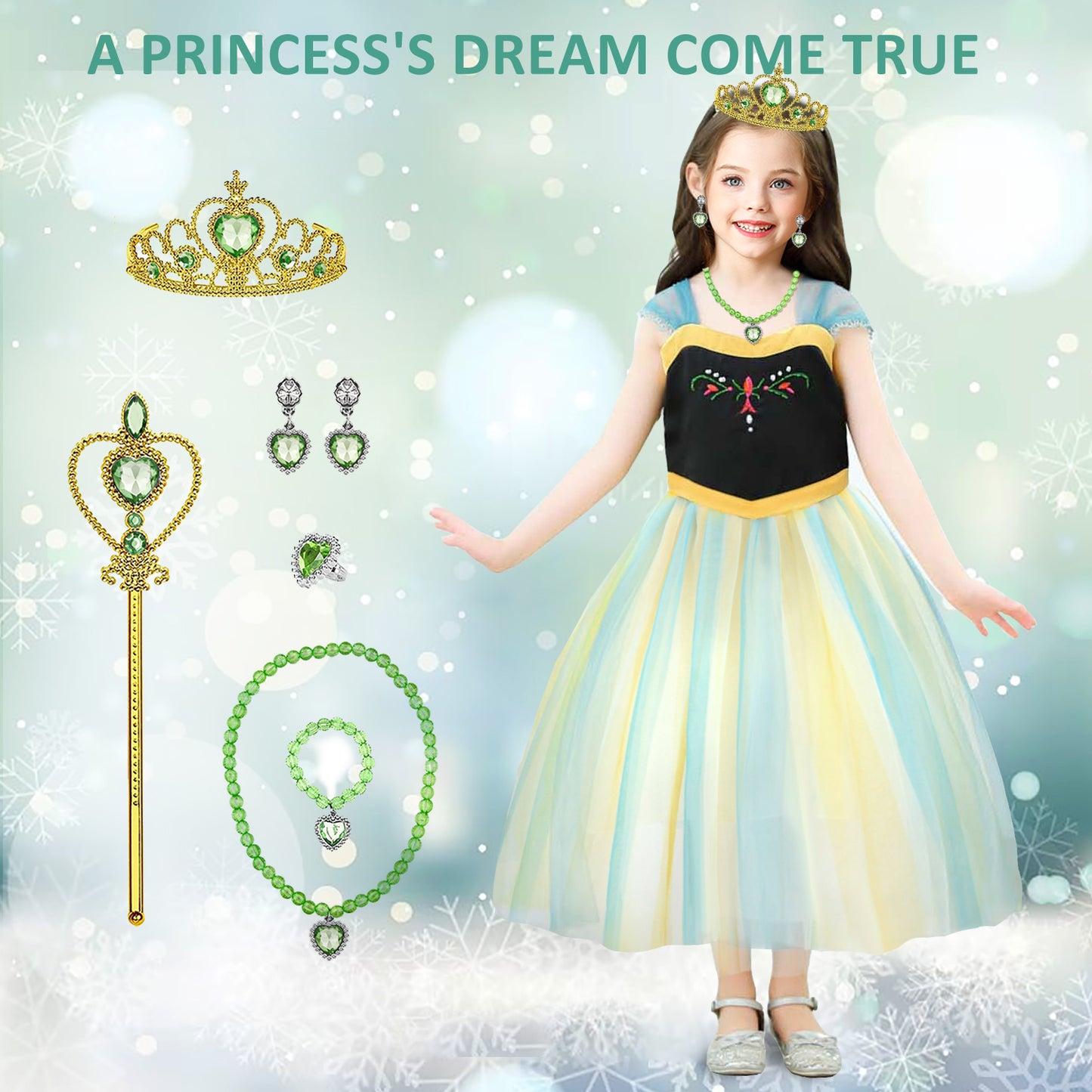 Girls Princess Dress Anna Cosplay Costume Elsa Princess Dress for Girls Kids Costume Halloween Party Dress