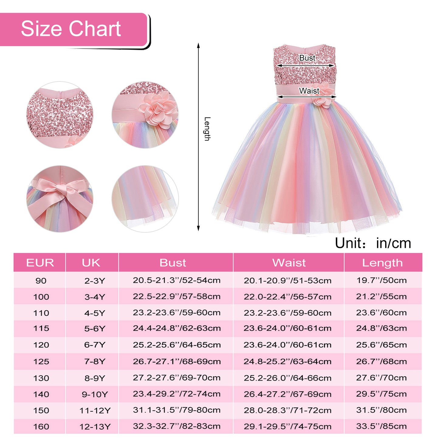 Flower rainbow princess girl dress