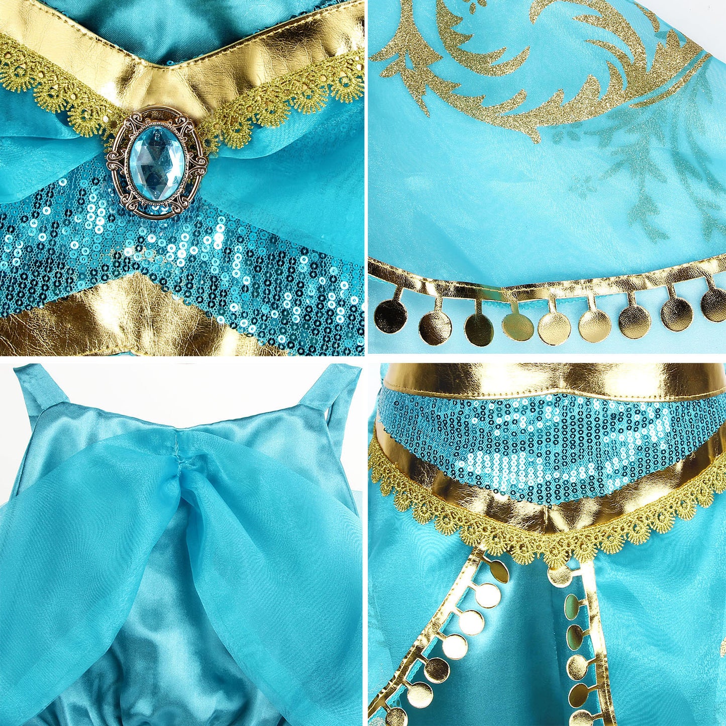 Jasmine Princess Costume for Girls Amazing Tour Kids Aladdin Costume Princess Jasmine Dress Up Girls Dance Costume Outfit Kids Fancy Dress