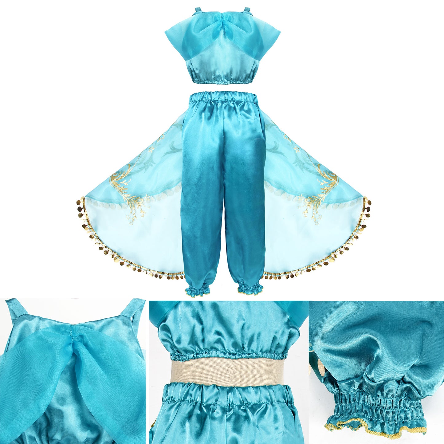 Jasmine Princess Costume for Girls Amazing Tour Kids Aladdin Costume Princess Jasmine Dress Up Girls Dance Costume Outfit Kids Fancy Dress