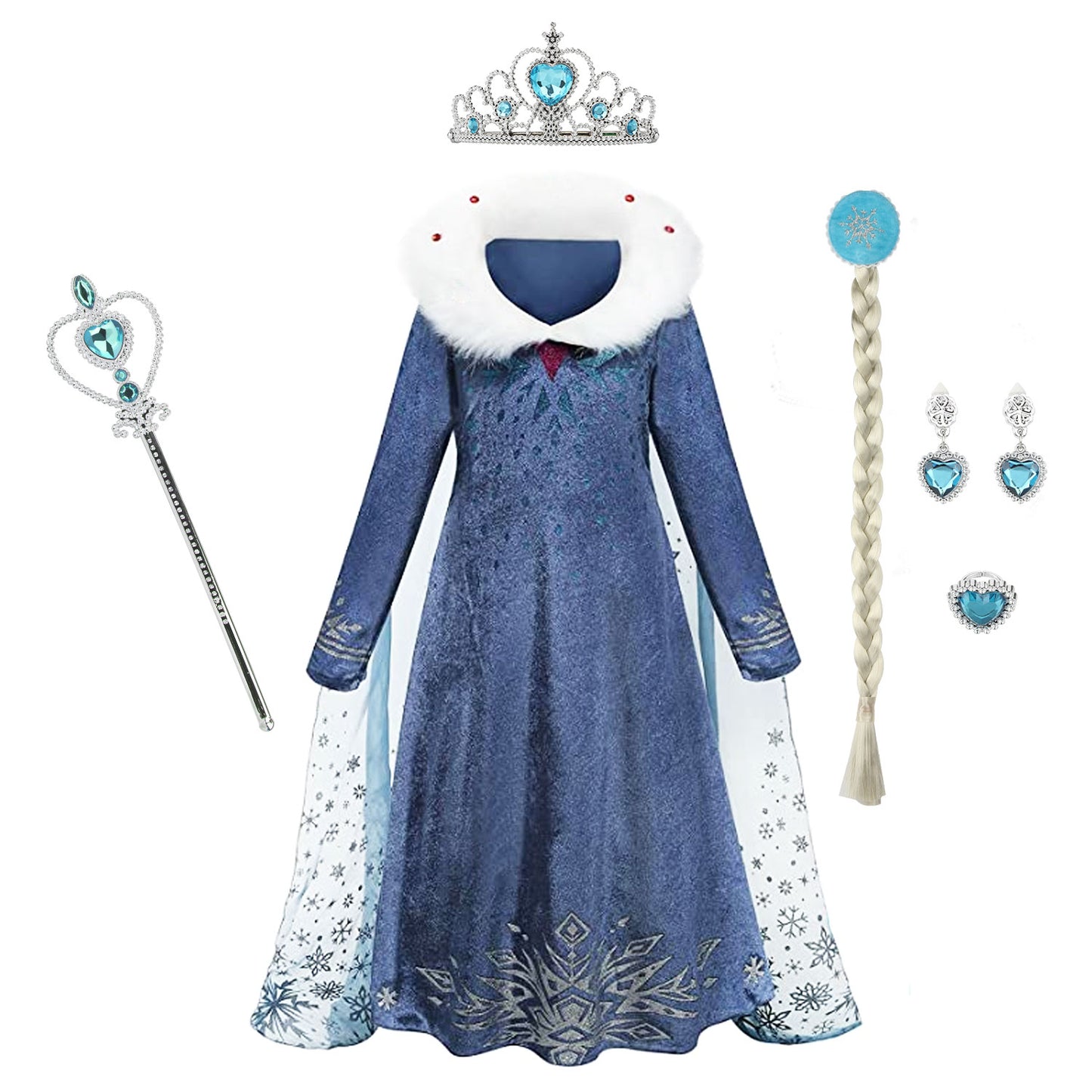 Girls Elsa Princess Dress Elsa Anna Costume Winter Dress Up Snow Queen Fancy Dress for Halloween Christmas Fancy Birthday Party Dress