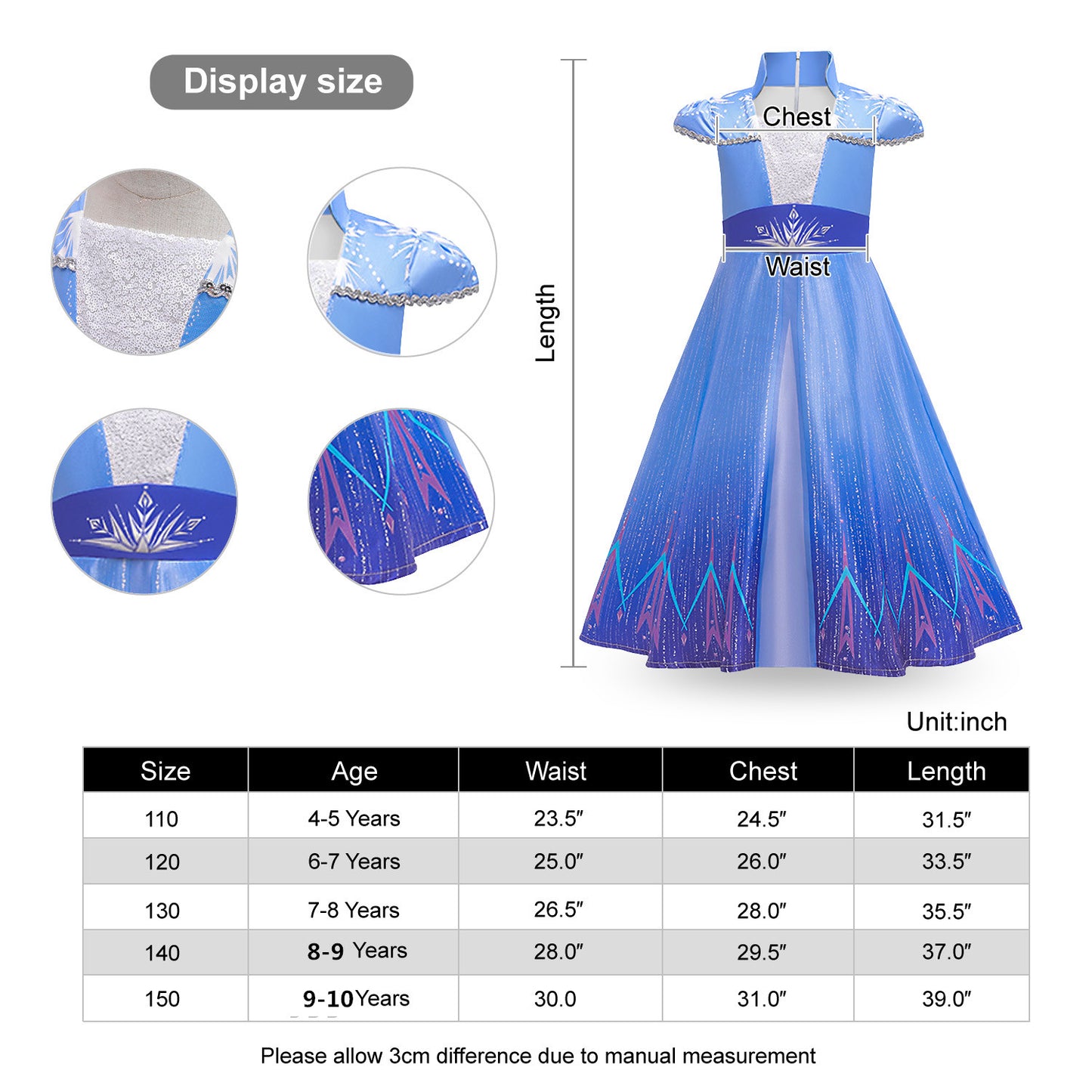 Elsa Princess Dress Girls Anna Princess Costume Elsa Fancy Costume For Halloween Chrstimas Birthday Party