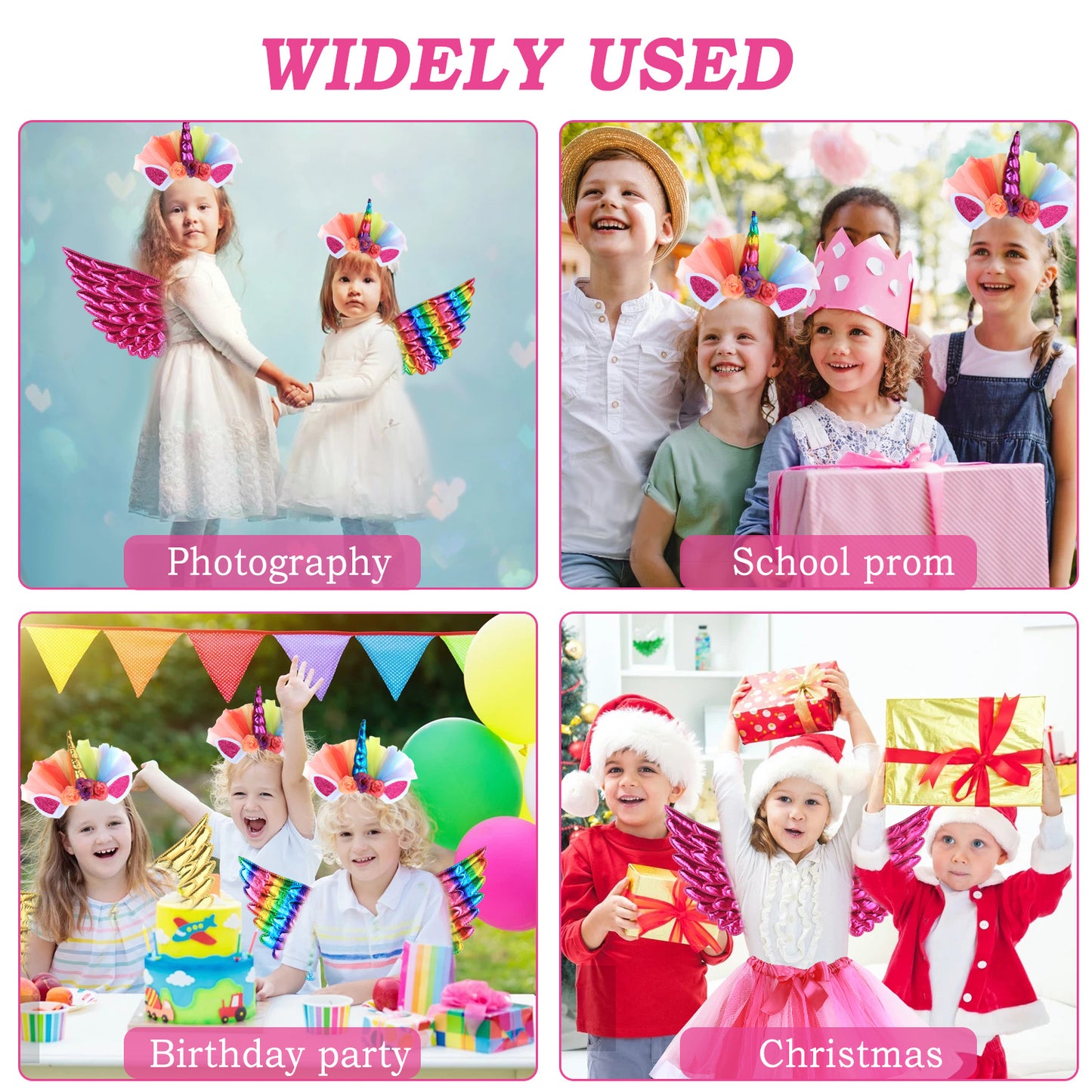 Girls Fairy Costume Fancy Dress Up Angel Costume Sets Kids Princess Dress Tulle Tutu Skirt Set with Angel Wings, Unicorn Headband Set for 3-8 Years Girls