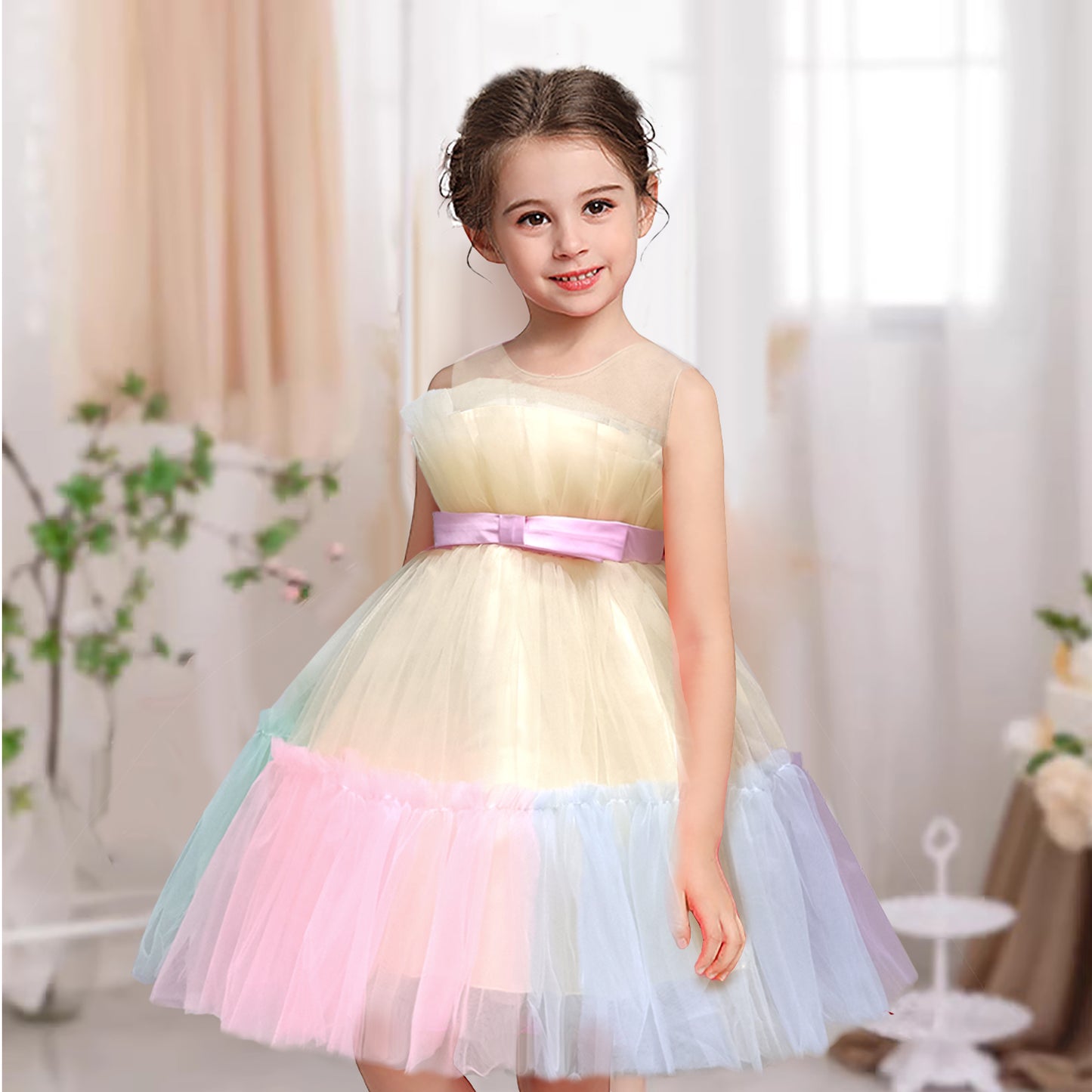 Colorful Lace Girl Dresses Party Dress Up Sleeveless Clothes for Little Girls for Party, Bridesmaid, Prom, Wedding, Holiday