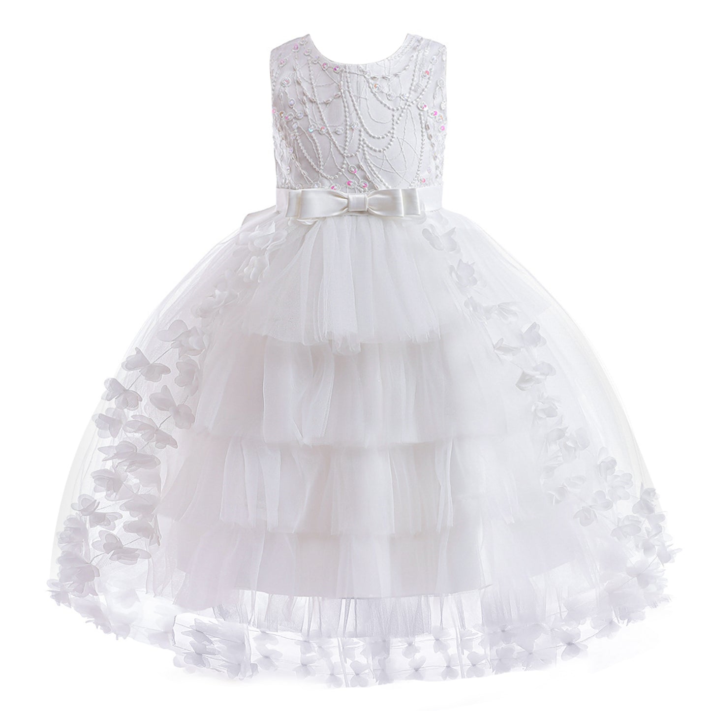 Girls Princess Dress Kids Flower Lace Tulle Dress Girls Evening Dress Floral Lace Bridesmaid Wedding Pageant Gown High-Low Party Dress Sleeveless Elegant Formal Cocktail Prom Dance Ball