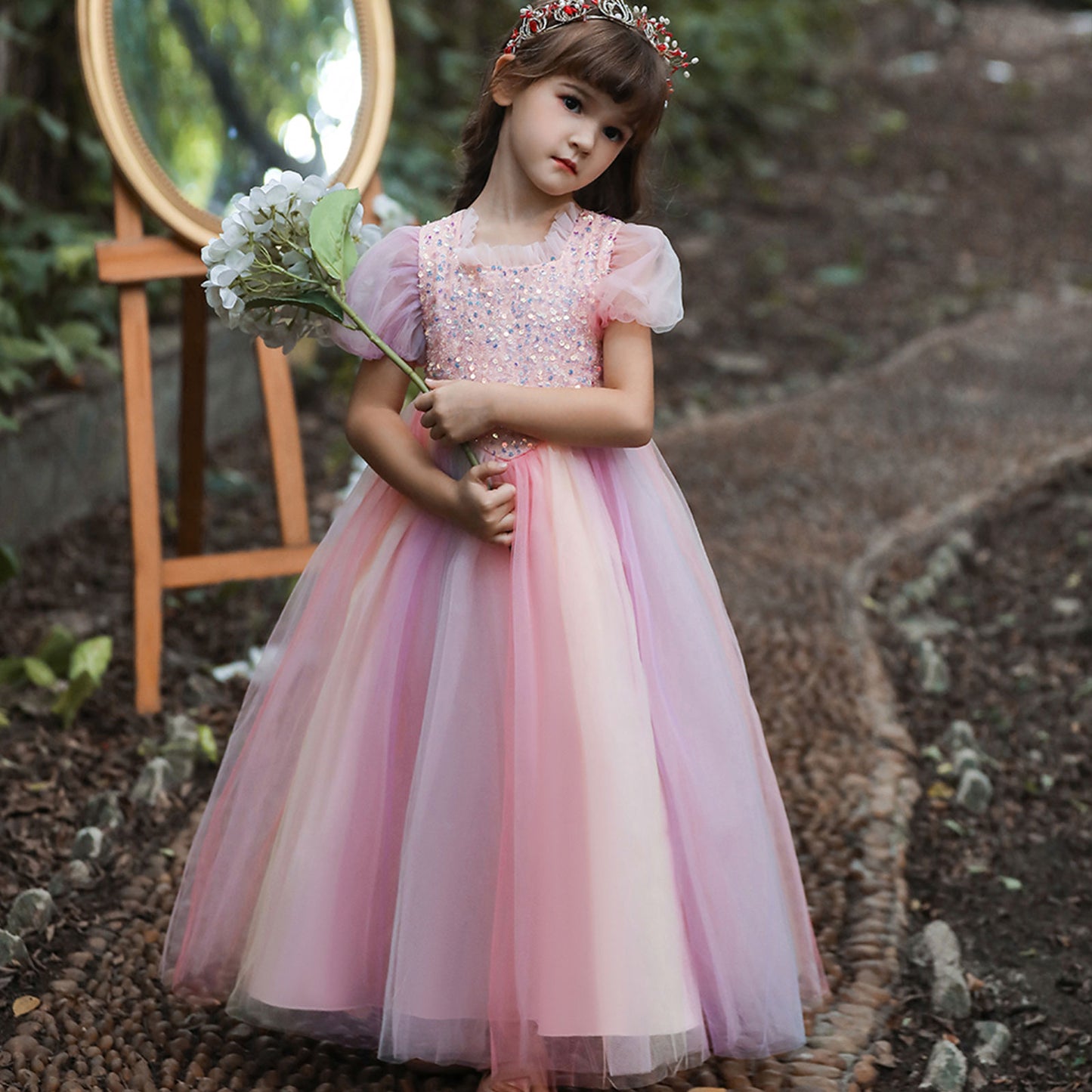 Long Princess Dress for Girls Tulle Gown Dresses