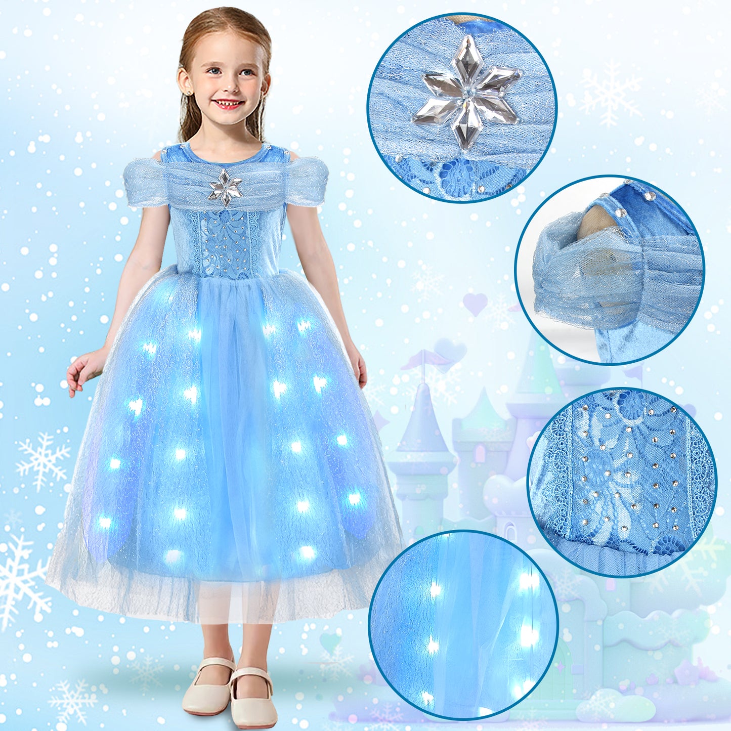 Girls Cinderella Princess Dress Costume