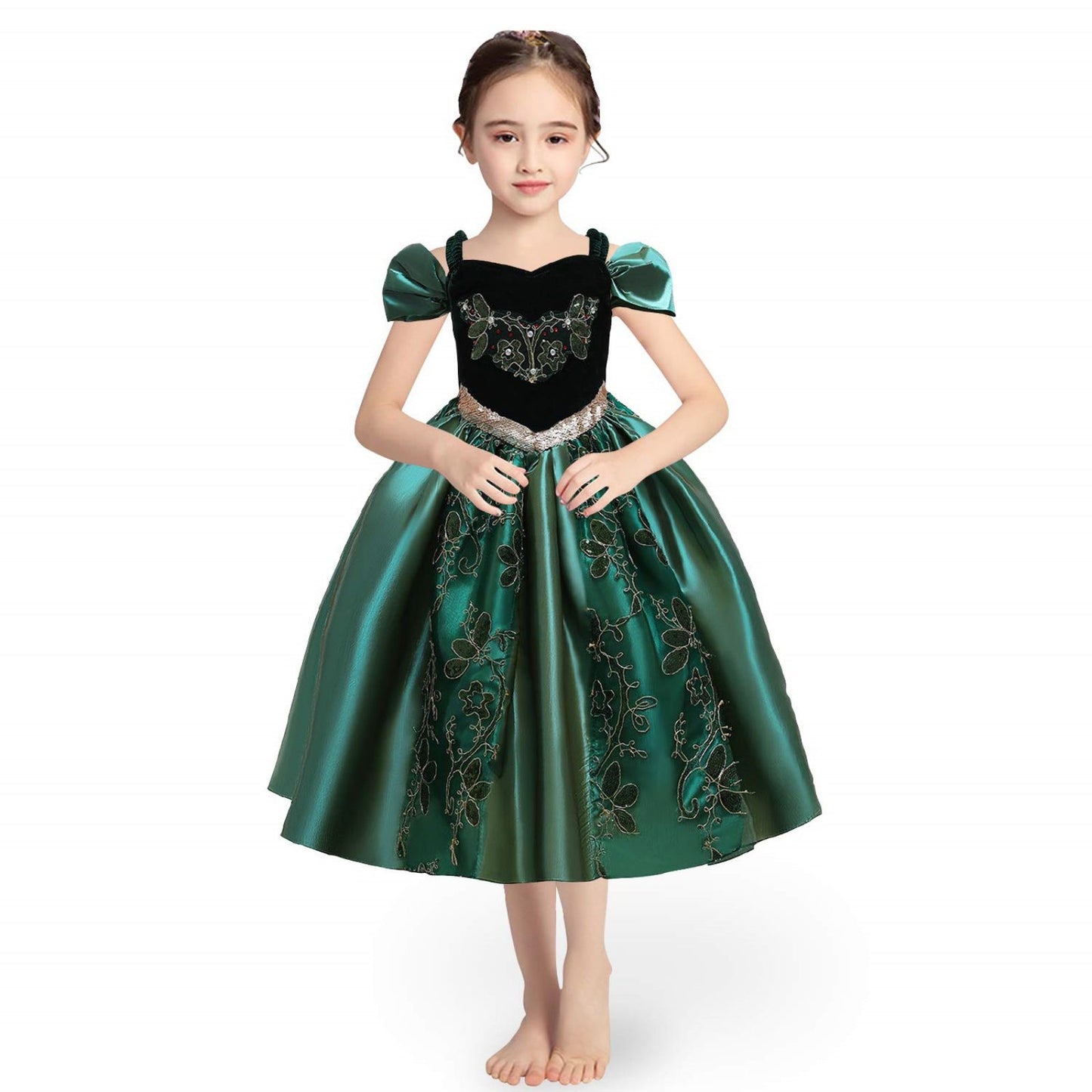 Anna Fancy Dress for Girls Queen Costume Elsa Princess Dresses Up for Halloween Cosplay Birthday Party Costume