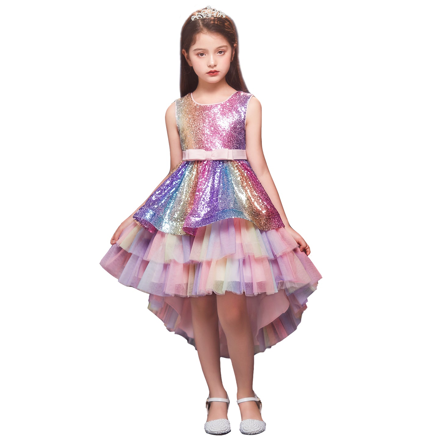 Sequin Princess Dress Tulle Flower Girls Party Dress