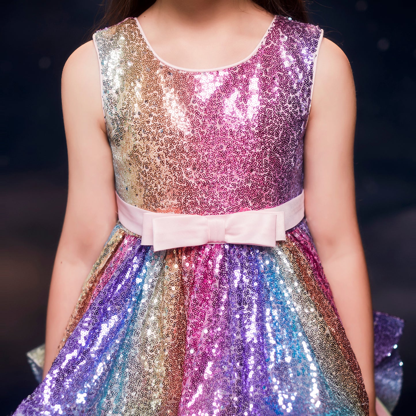 Sequin Princess Dress Tulle Flower Girls Party Dress