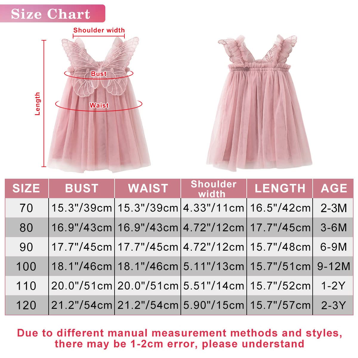 Little Girls Dresses Butterfly Wings Sundresses for 0-3 Years