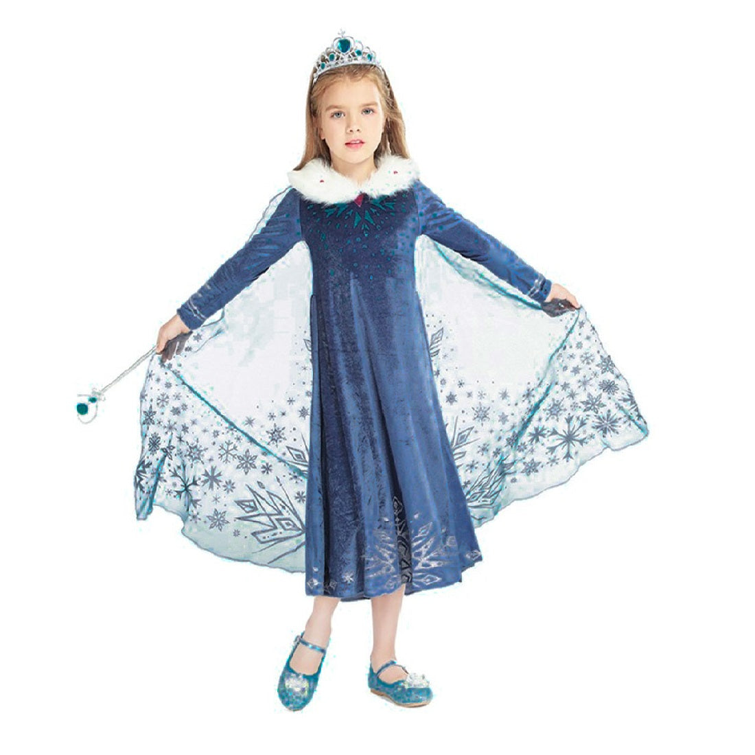 Girls Elsa Princess Dress Elsa Anna Costume Winter Dress Up Snow Queen Fancy Dress for Halloween Christmas Fancy Birthday Party Dress