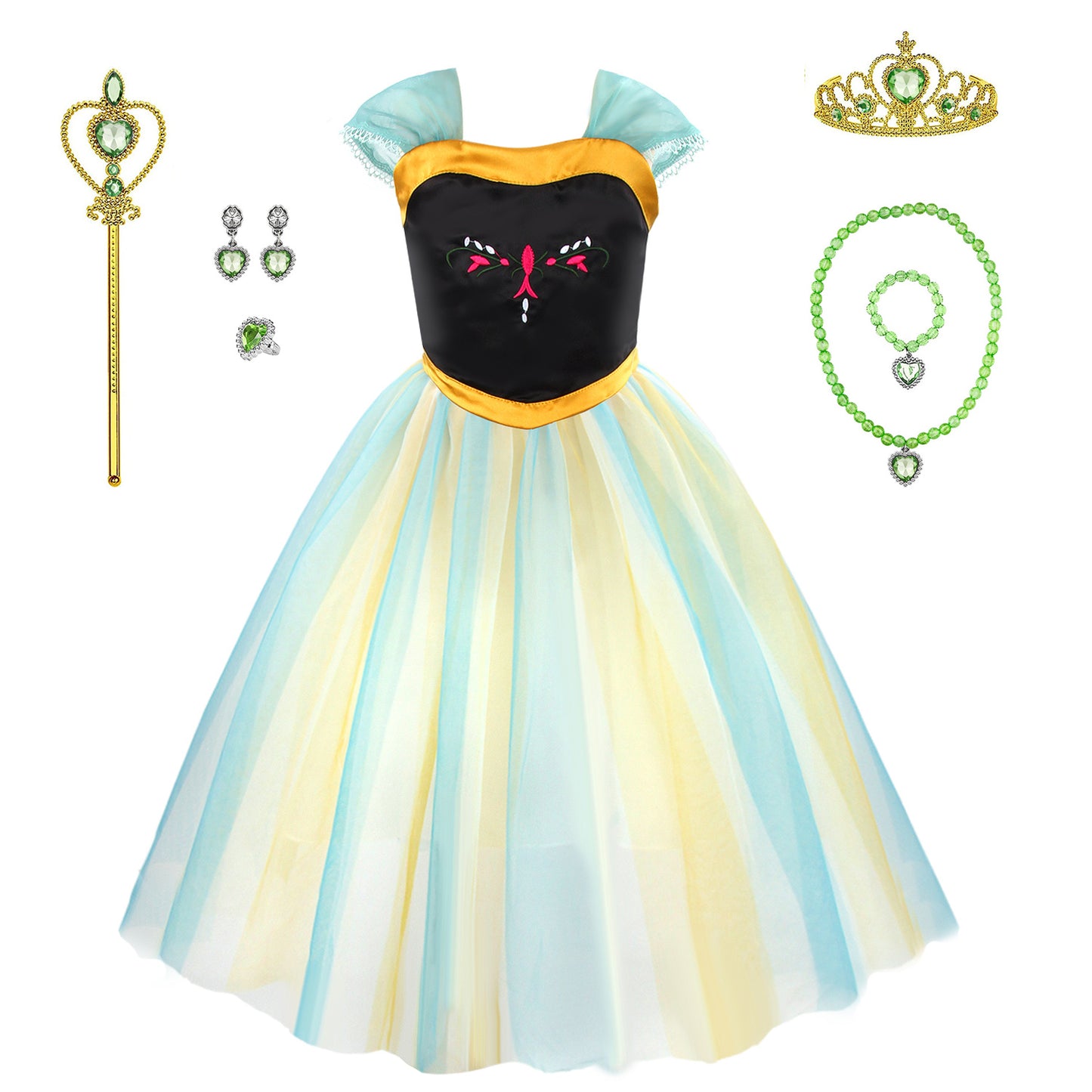 Girls Princess Dress Anna Cosplay Costume Elsa Princess Dress for Girls Kids Costume Halloween Party Dress