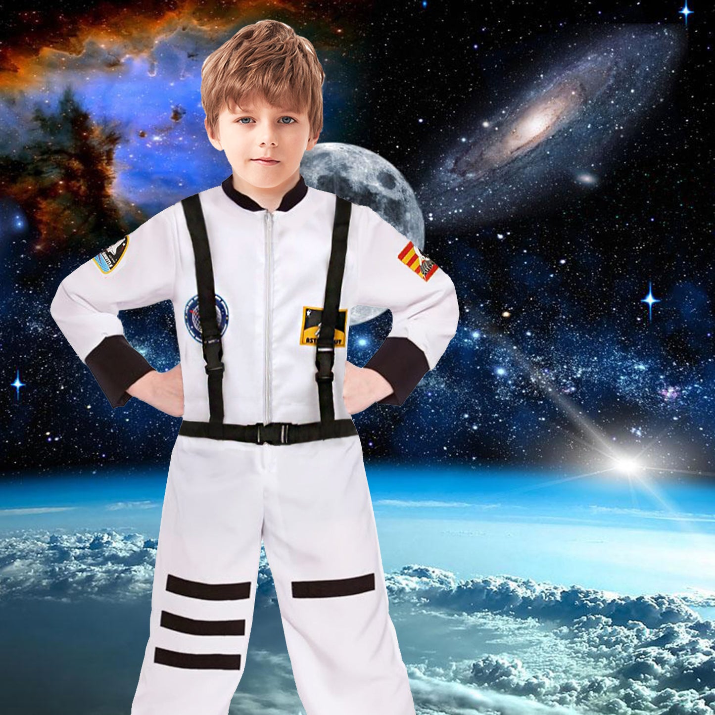 Kids Spaceman Costume Child Astronaut Costume Spacesuit Spaceman Jumpsuit Kids Fancy Dress Outfit Halloween Costumes for Kids