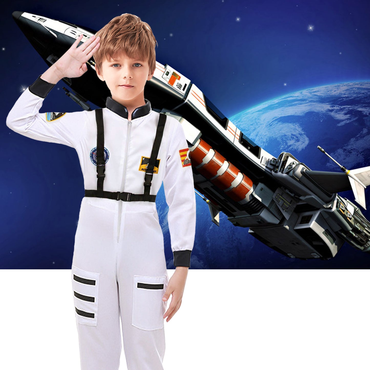 Kids Spaceman Costume Child Astronaut Costume Spacesuit Spaceman Jumpsuit Kids Fancy Dress Outfit Halloween Costumes for Kids