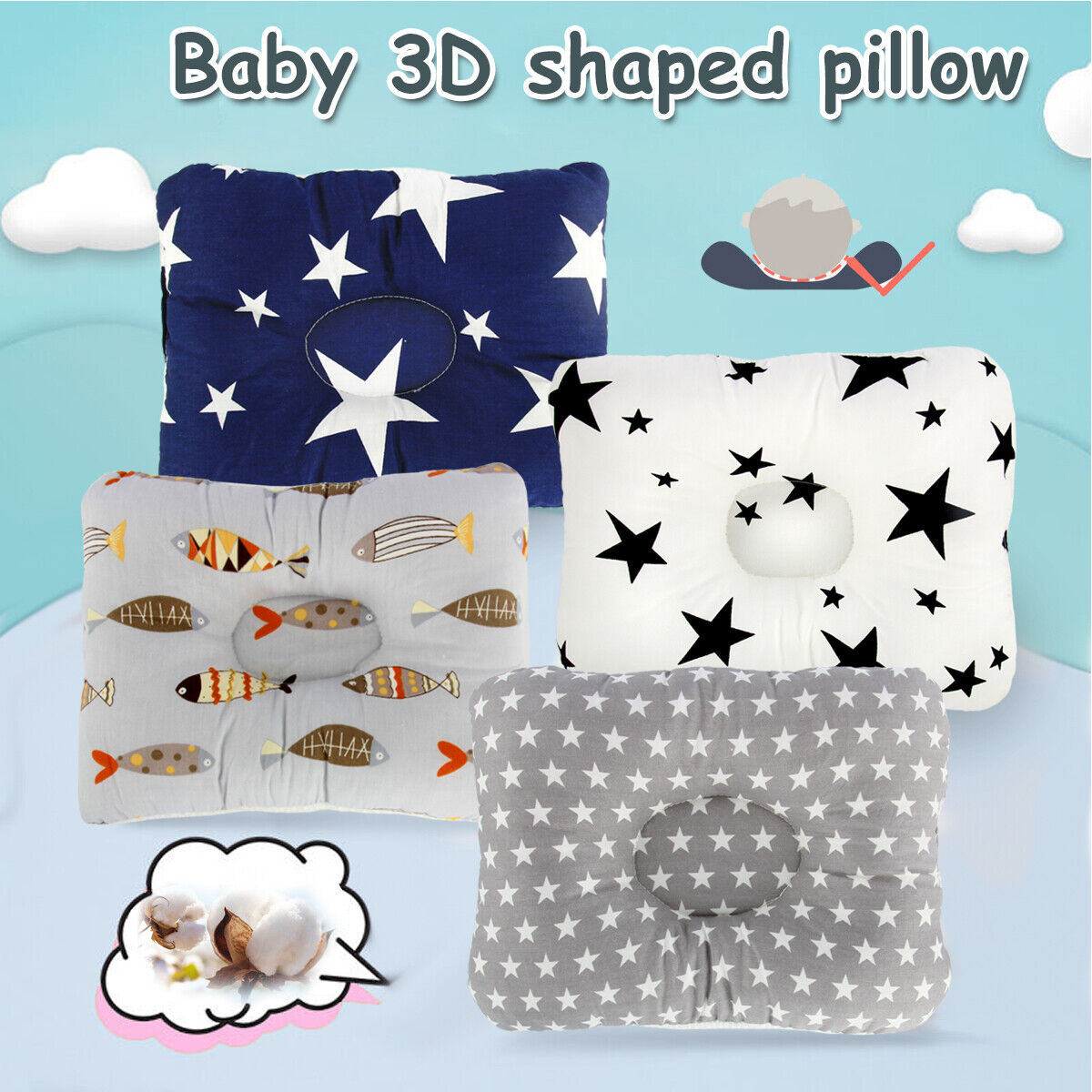 Soft Cotton Newborn Baby Pillow