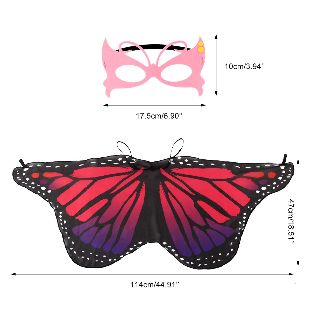 Butterfly Wings For Children,6 Pieces Kids Butterfly Cloak Costume Fairy Butterfly Wings for Kids Shawl Pixie Poncho Costume Halloween Christmas Party Dress up