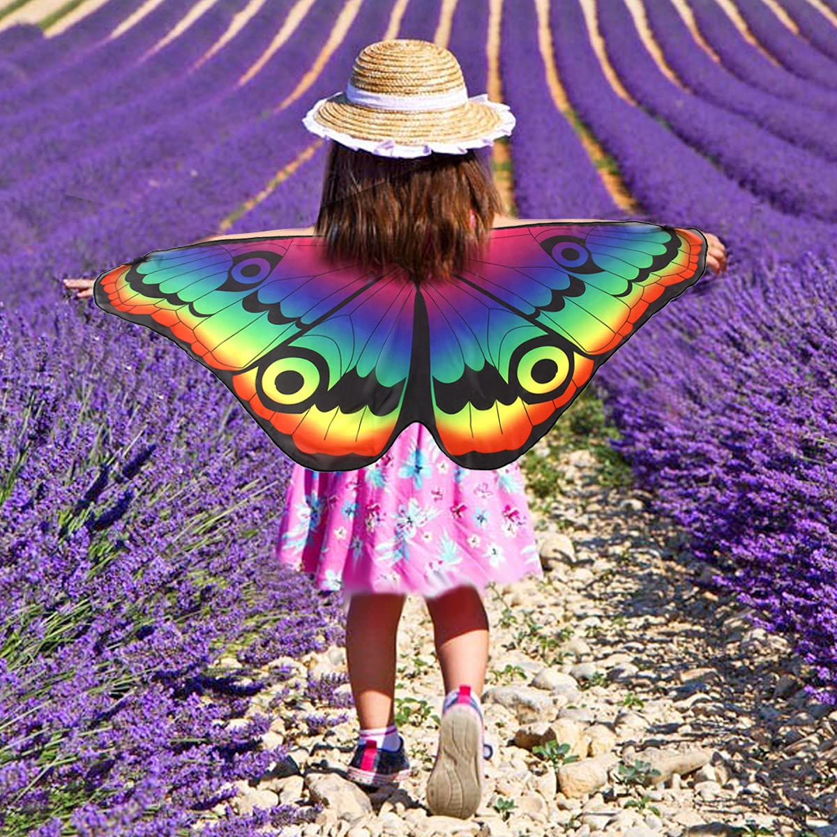 Butterfly Wings For Children,6 Pieces Kids Butterfly Cloak Costume Fairy Butterfly Wings for Kids Shawl Pixie Poncho Costume Halloween Christmas Party Dress up