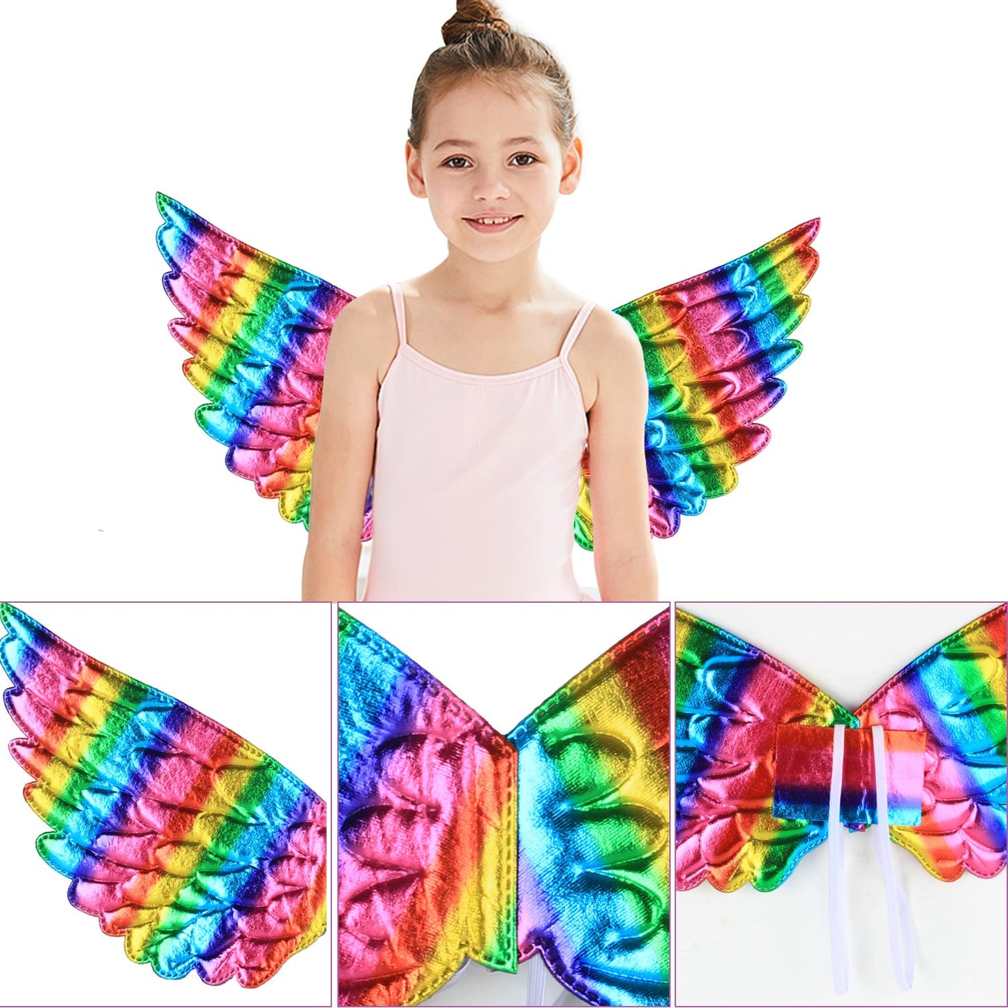 Girls Fairy Costume Fancy Dress Up Angel Costume Sets Kids Princess Dress Tulle Tutu Skirt Set with Angel Wings, Unicorn Headband Set for 3-8 Years Girls