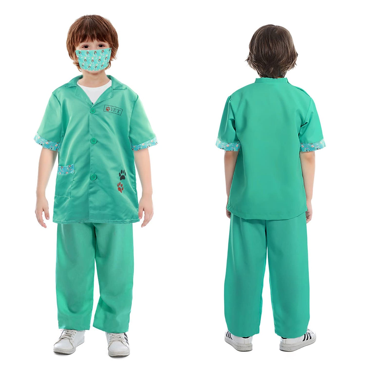 4pcs Kids Doctors Set Dress Up Role Play Vet Costume Children Vet Fancy Costume Outfit Doctors Dressing Up for Girls Boys 3 - 6 Years Old