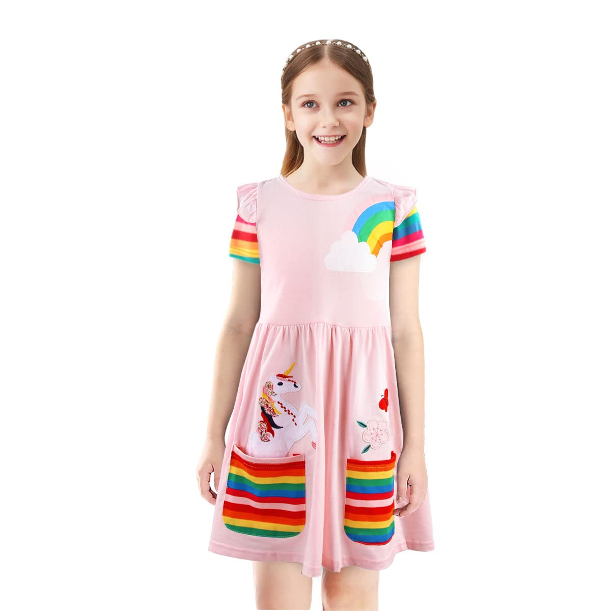 women's rainbow sleeveless dress