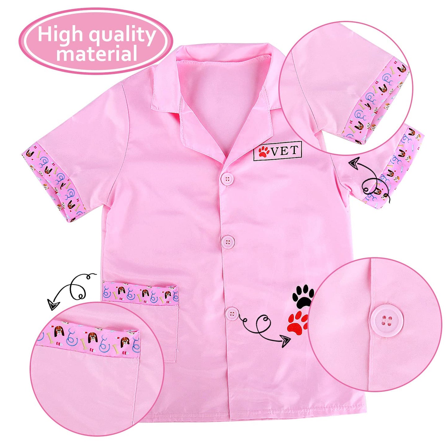 4pcs Kids Doctors Set Dress Up Role Play Vet Costume Children Vet Fancy Costume Outfit Doctors Dressing Up for Girls Boys 3 - 6 Years Old