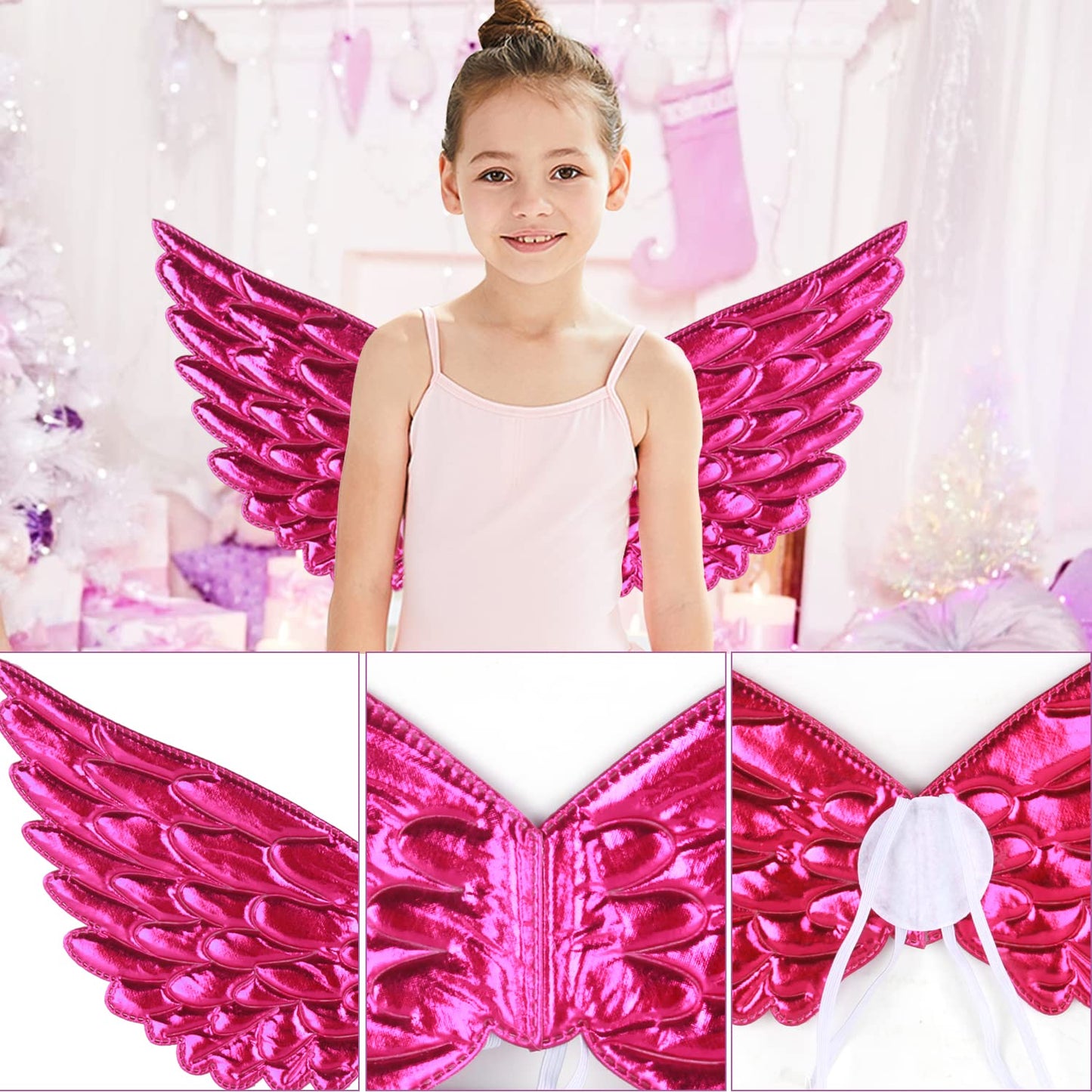 Girls Fairy Costume Fancy Dress Up Angel Costume Sets Kids Princess Dress Tulle Tutu Skirt Set with Angel Wings, Unicorn Headband Set for 3-8 Years Girls