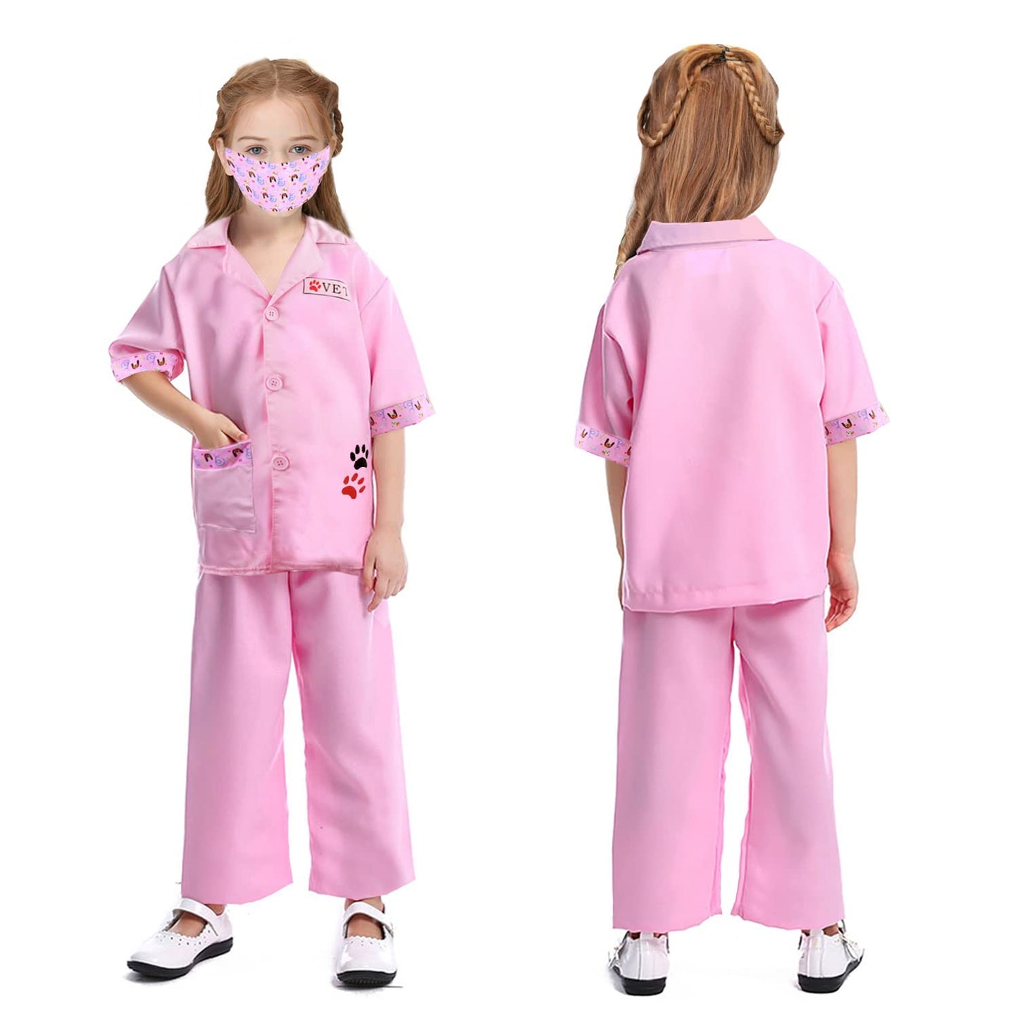 4pcs Kids Doctors Set Dress Up Role Play Vet Costume Children Vet Fancy Costume Outfit Doctors Dressing Up for Girls Boys 3 - 6 Years Old