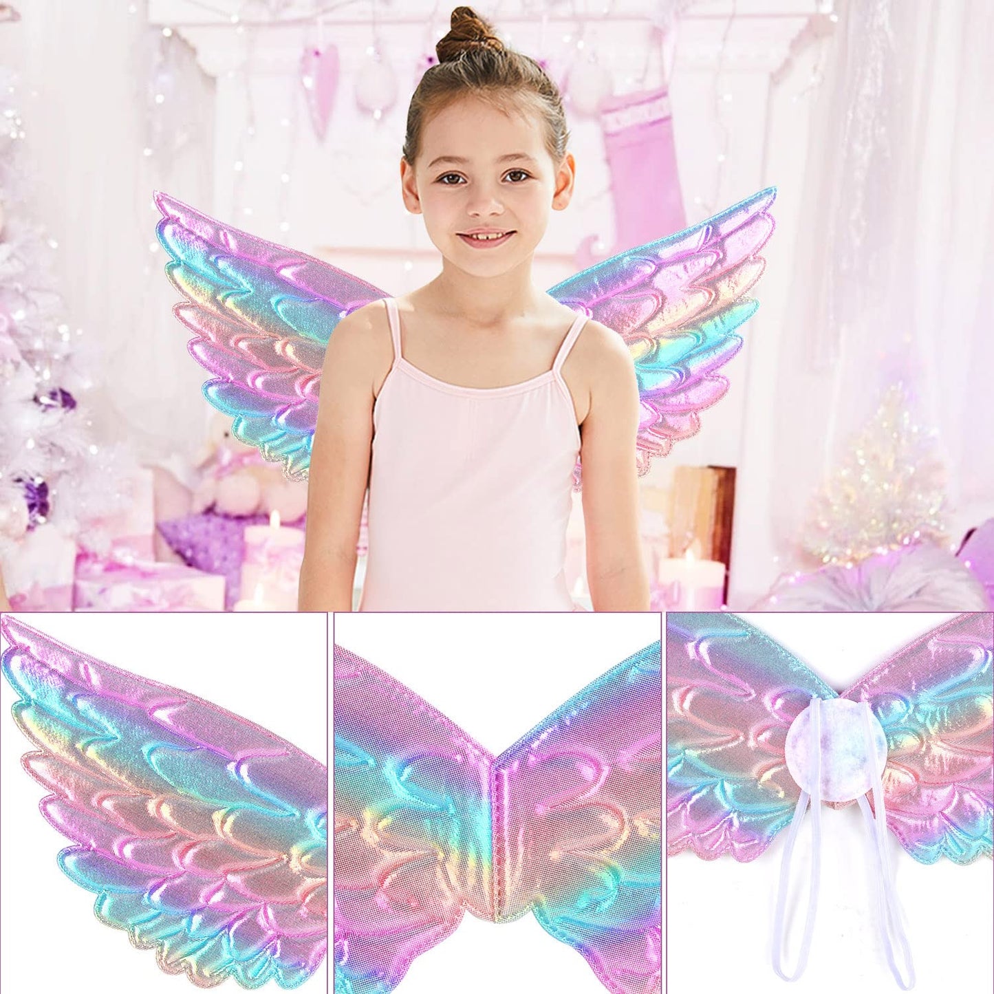 Girls Fairy Costume Fancy Dress Up Butterfly Costume Sets Princess Dress Tulle Costume Set with Butterfly Wings, Magic Wand and Headband Set for 3-8 Years Girls