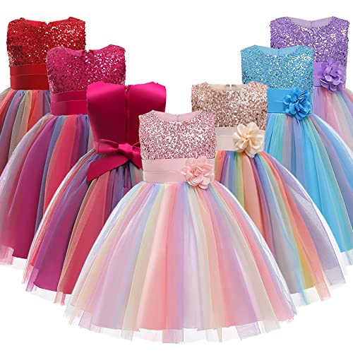 Flower rainbow princess girl dress