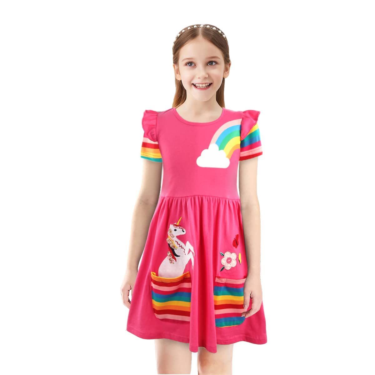 women's rainbow sleeveless dress