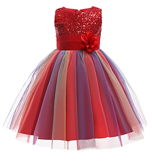 Flower rainbow princess girl dress