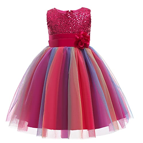 Flower rainbow princess girl dress