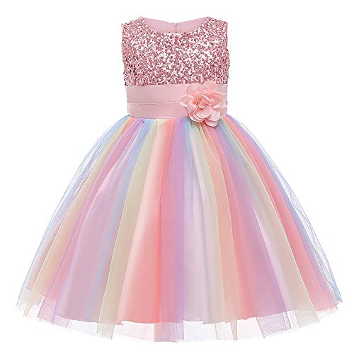 Flower rainbow princess girl dress