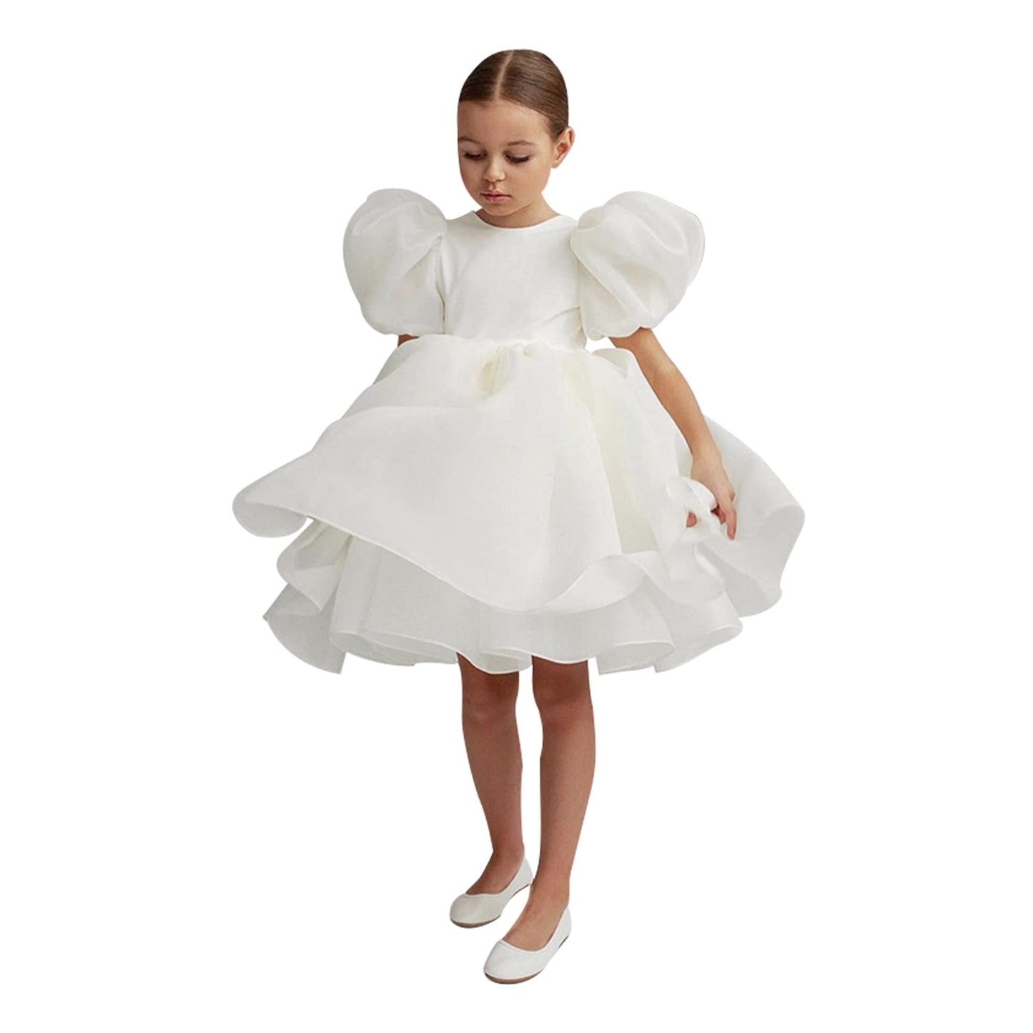 white flower girl dress