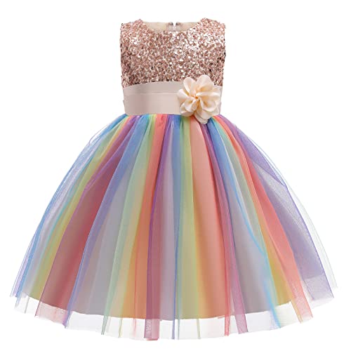 Flower rainbow princess girl dress