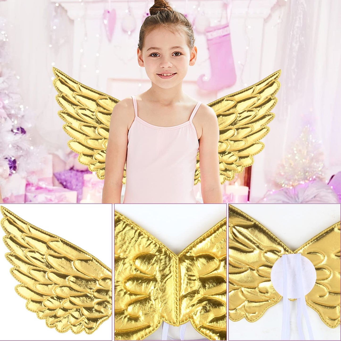 Girls Fairy Costume Fancy Dress Up Angel Costume Sets Kids Princess Dress Tulle Tutu Skirt Set with Angel Wings, Unicorn Headband Set for 3-8 Years Girls